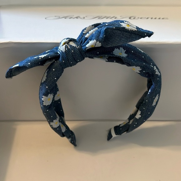 Bow Headband Denim / Daisy Fabric Brand NEW - Picture 1 of 1